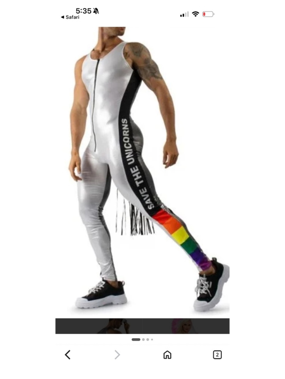 GLIMMS New York XL Silver Metallic Jumpsuit with Rainbow and 'Save the Unicorns'